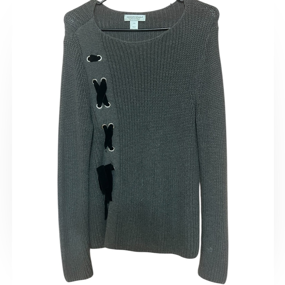 Gray Sweater with Black Accents